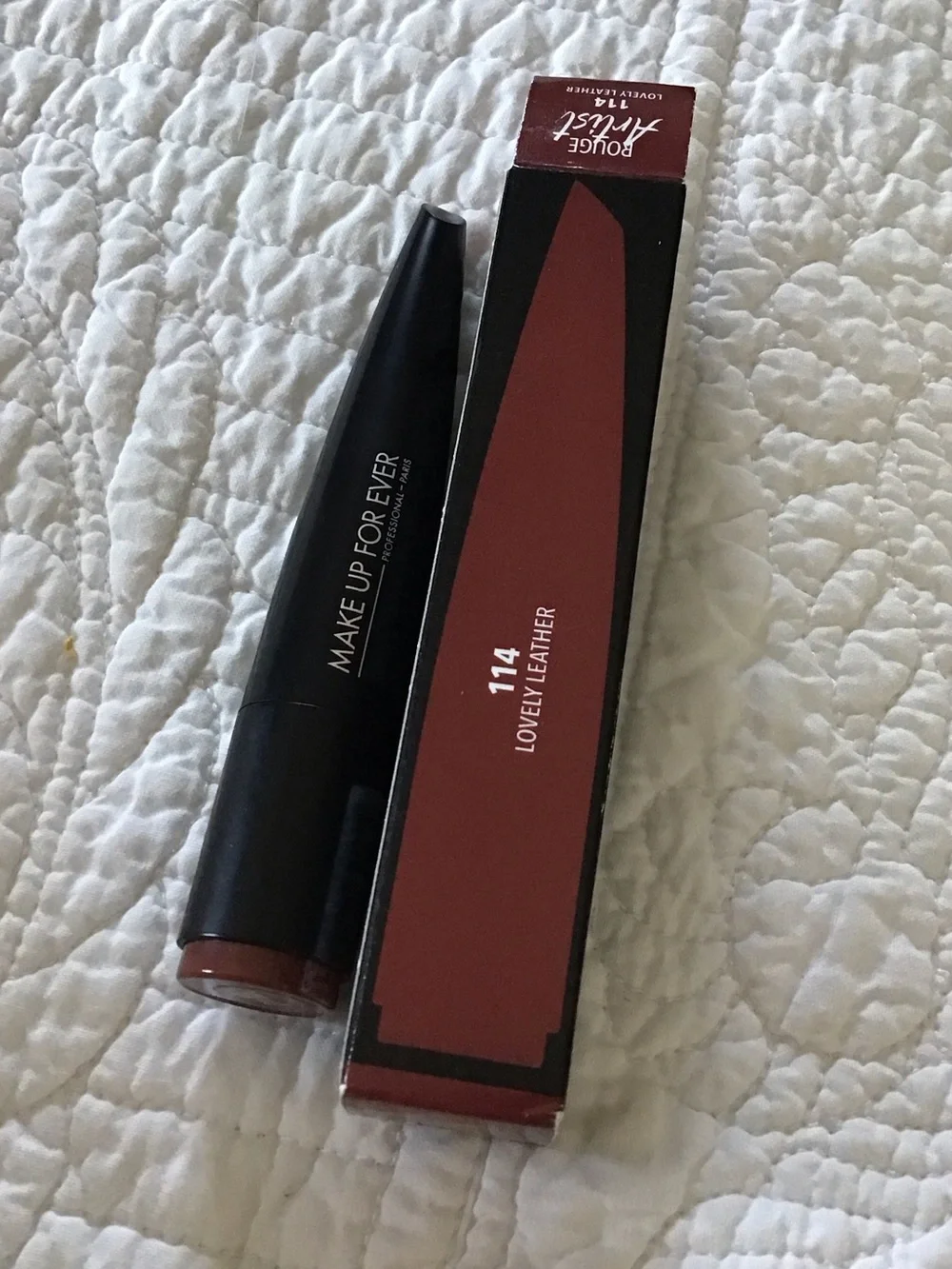 New Makeup Forever Rouge Artist Satin lipstick In Lovely Leather 114